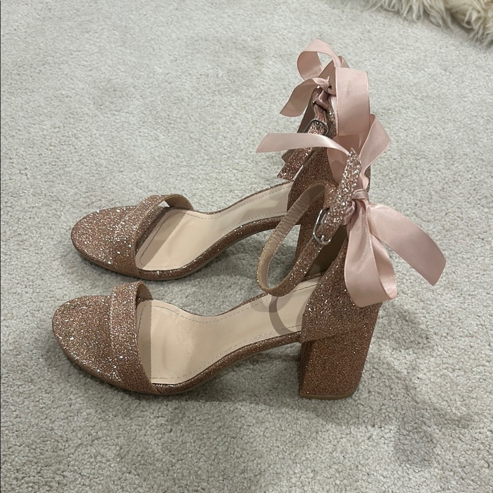 Elegant Glitter Block Heel Sandals